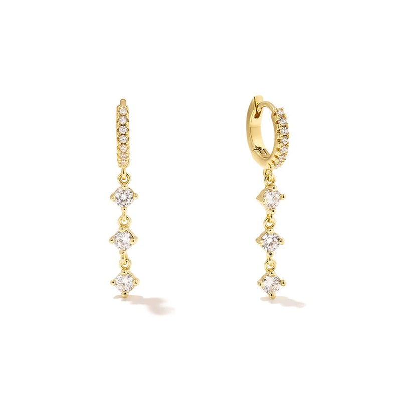 925 Silver Zircon Chain Drop Earrings for Women Girls