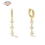 925 Silver Zircon Chain Drop Earrings for Women Girls