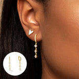 925 Silver Zircon Chain Drop Earrings for Women Girls