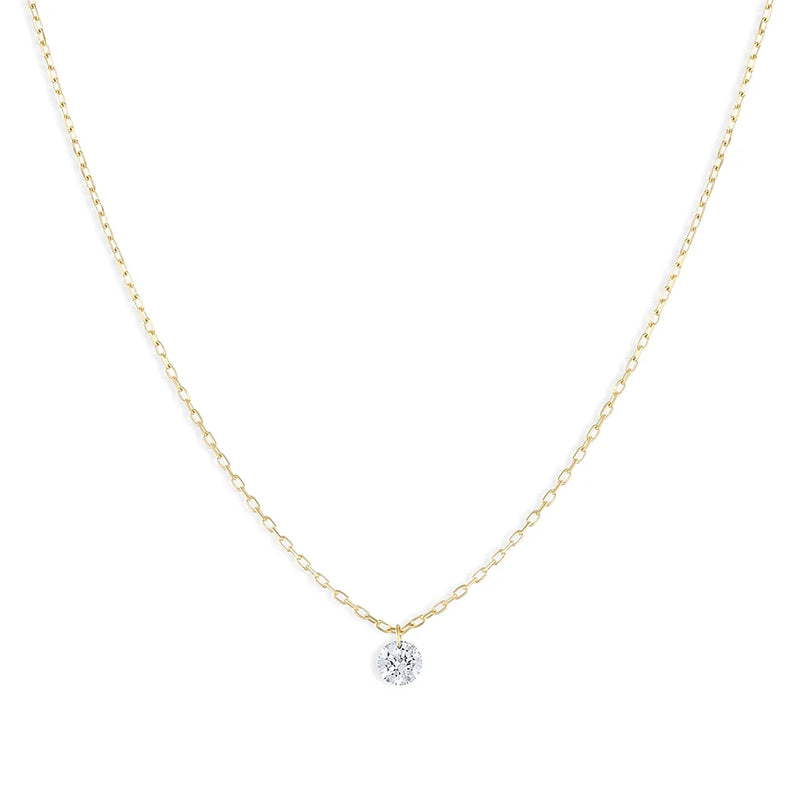 925 Silver Necklace Clear Zircon Pendant O-Chain Clavicle Necklace