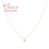 925 Silver Necklace Clear Zircon Pendant O-Chain Clavicle Necklace