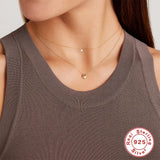 925 Silver Necklace Clear Zircon Pendant O-Chain Clavicle Necklace