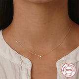 925 Silver Necklace Clear Zircon Pendant O-Chain Clavicle Necklace