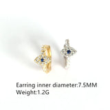 Sterling Silver Evil Eye Stud Earrings, Zircon Crystal Punk Jewelry