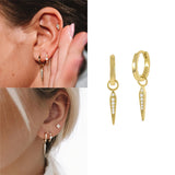 Triangular Rivets Earrings Silver 925 Drop Earrings