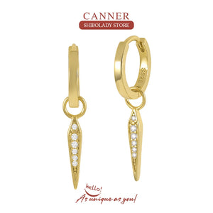 Triangular Rivets Earrings Silver 925 Drop Earrings