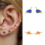 Tropical Forest Dino Earrings 925 Silver Studs