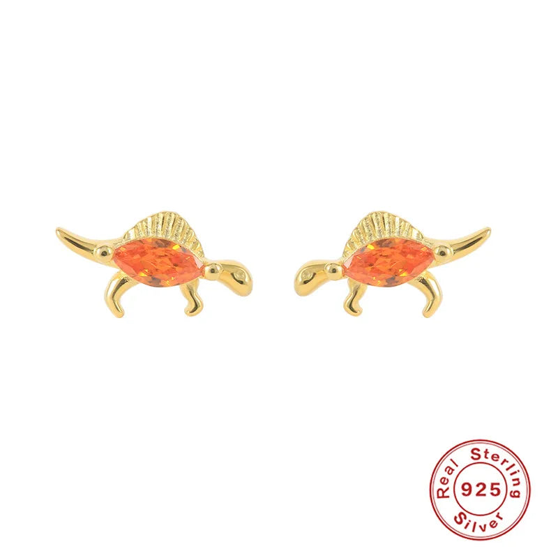Tropical Forest Dino Earrings 925 Silver Studs