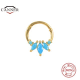 Turquoise Crown Stud Earrings 925 Silver Small Women Men Cartilage Piercing