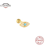 Turquoise Crown Stud Earrings 925 Silver Small Women Men Cartilage Piercing