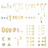 Turquoise Star Moon Earrings Set Y2K Jewelry