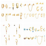 Turquoise Star Moon Earrings Set Y2K Jewelry
