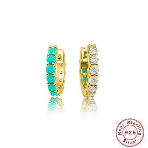 Two-Color CZ 925 Silver Hoop Earrings Women Jewelry Pendientes