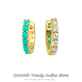 Two-Color CZ 925 Silver Hoop Earrings Women Jewelry Pendientes