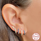 Two-Color CZ 925 Silver Hoop Earrings Women Jewelry Pendientes