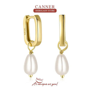 925 Sterling Silver Drop Earrings with Pearls - Fine Jewelry Piercing