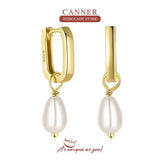 925 Sterling Silver Drop Earrings with Pearls - Fine Jewelry Piercing