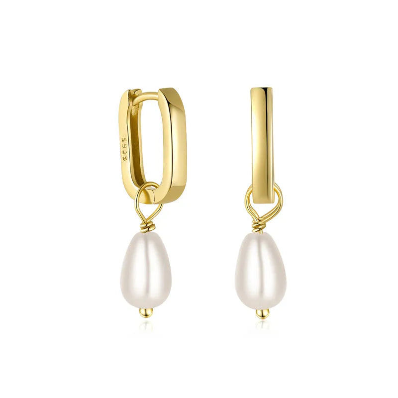 925 Sterling Silver Drop Earrings with Pearls - Fine Jewelry Piercing