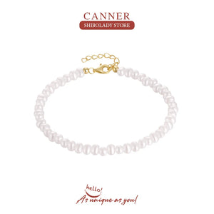 925 Silver Baroque Pearl Bracelet Adjustable Chain Handmade Jewelry
