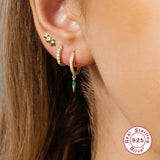 925 Silver Hoop Earrings with Zircon Wedding Jewelry