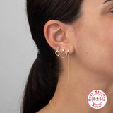 925 Silver Hoop Earrings with Zircon Wedding Jewelry
