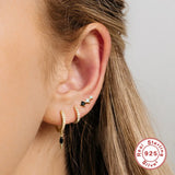 925 Silver Hoop Earrings with Zircon Wedding Jewelry