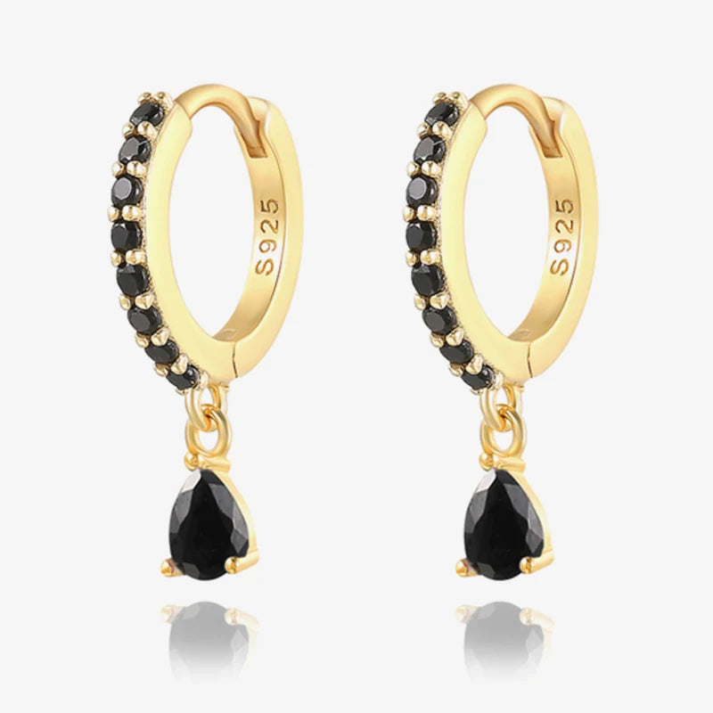 Purple Green Zircon Earrings 925 Sterling Silver Hoops Pendientes