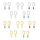 Purple Green Zircon Earrings 925 Sterling Silver Hoops Pendientes
