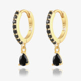 Purple Green Zircon Earrings 925 Sterling Silver Hoops Pendientes
