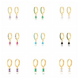 Purple Green Zircon Earrings 925 Sterling Silver Hoops Pendientes