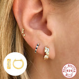 925 Sterling Silver Zirconia Small Hoop Earrings for Women Men