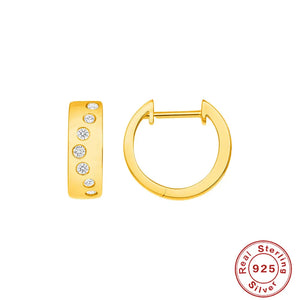 925 Sterling Silver Zirconia Small Hoop Earrings for Women Men
