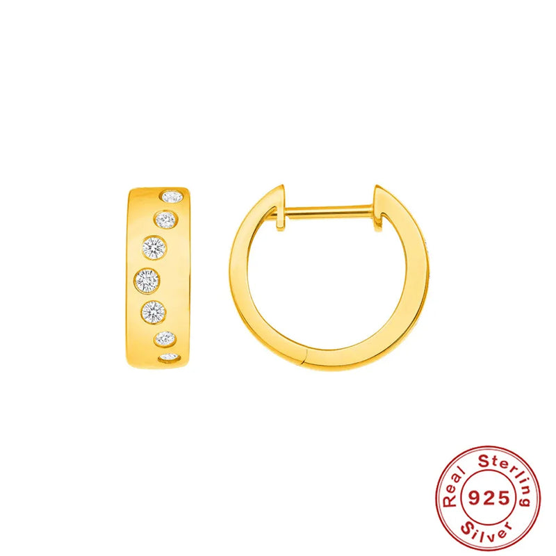 925 Sterling Silver Zirconia Small Hoop Earrings for Women Men