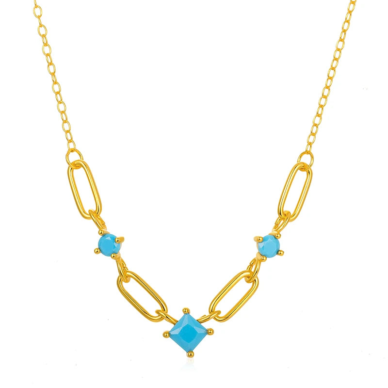 925 Silver Crystal Rock Zircon Y Necklace Punk Style
