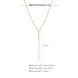 Y Shaped Ball Necklace 925 Sterling Silver Long Chain Wedding Jewelry