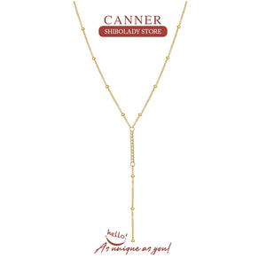 Y Shaped Ball Necklace 925 Sterling Silver Long Chain Wedding Jewelry