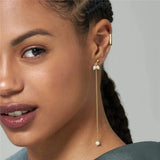 Zircon Sterling Silver Tassel Stud Earrings with Chain