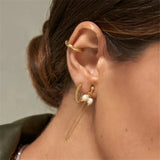 Zircon Sterling Silver Tassel Stud Earrings with Chain