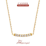 Zircon Bar Necklace 925 Silver Initial Pendant Long Chain Wedding Jewelry