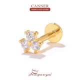 Zircon Eyes Moon Stars Earring 925 Silver Stud Earring