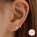 Zircon Eyes Moon Stars Earring 925 Silver Stud Earring