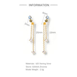 Zircon Tassel Earrings Silver 925 Drop Earrings Diamond Gift