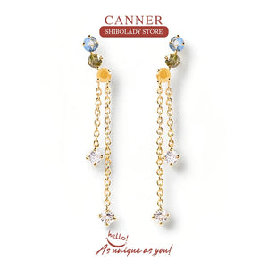 Zircon Tassel Earrings Silver 925 Drop Earrings Diamond Gift