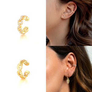 Zircon Twist Double Layer Earrings 925 Sterling Silver Clip Earring