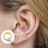 Zirconia 925 Silver Labret Lip Nose Ring Stud Ear Tragus Cartilage Earrings