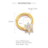 Zirconia 925 Silver Labret Lip Nose Ring Stud Ear Tragus Cartilage Earrings