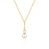925 Silver Sparkling Clavicle Chain Diamond Pearl Necklace