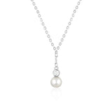 925 Silver Sparkling Clavicle Chain Diamond Pearl Necklace