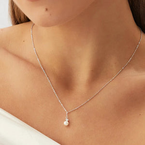 925 Silver Sparkling Clavicle Chain Diamond Pearl Necklace