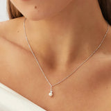 925 Silver Sparkling Clavicle Chain Diamond Pearl Necklace